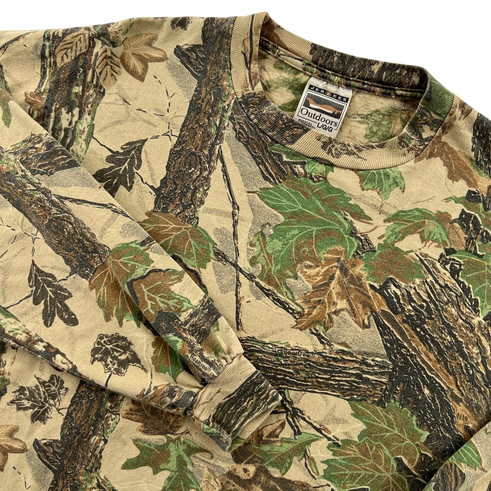 VTG 90s‎ Jerzees Outdoors Real Tree Camo Long Sleeve T Shirt Men Large USA Made